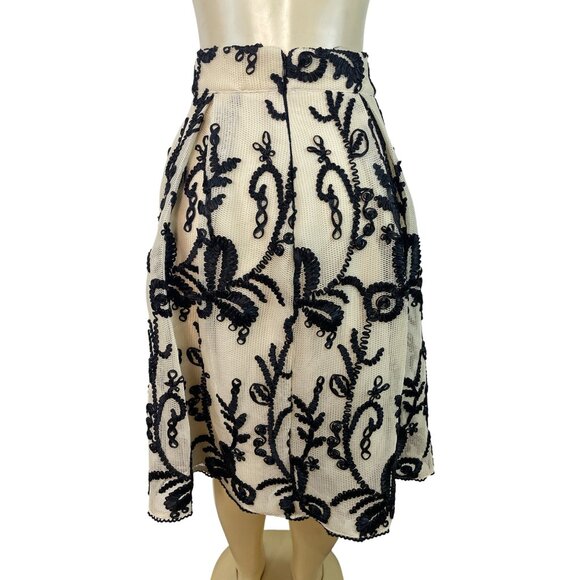 DRA Los Angeles Mesh Lace Overlay Midi Skirt With Black Embroidery Sz M - Picture 3 of 8